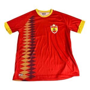 Large Men Red Spain Soccer Short Sleeve Gold Trim Jersey 2018 Xcelsiusactive